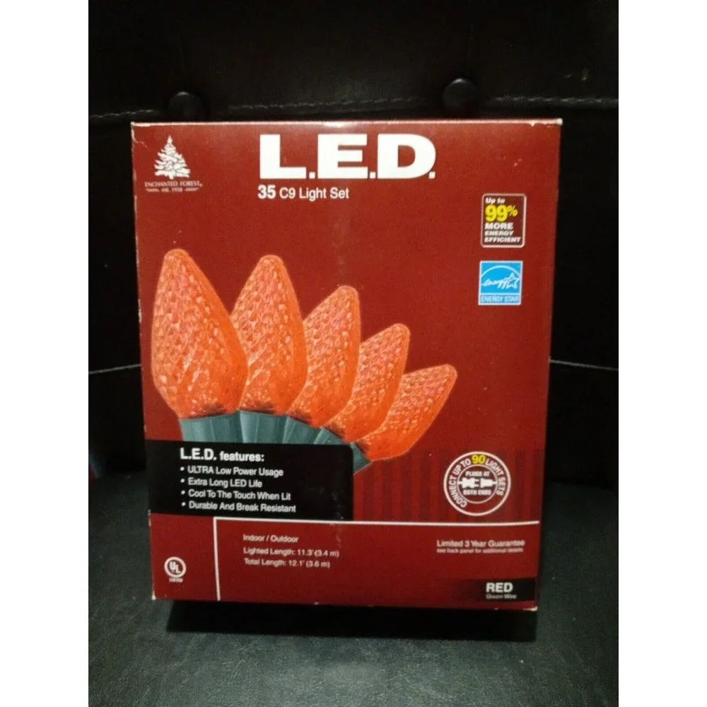 35 LED Christmas Light Set C9 Indoor Outdoor Home Holiday Party String Light RED
